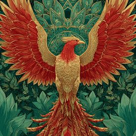 Phönix mit ausgebreiteten Flügeln von Pixelbull Design