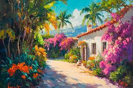 Farbenfrohe Gartenidylle von Poster Art Shop