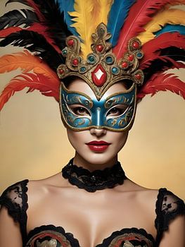 Eine Frau mit einer Karnevalsmaske