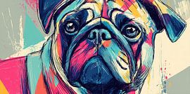 Chiot avec dessin coloré sur Peinture Abstraite