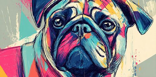 Puppy with Colourful Drawing