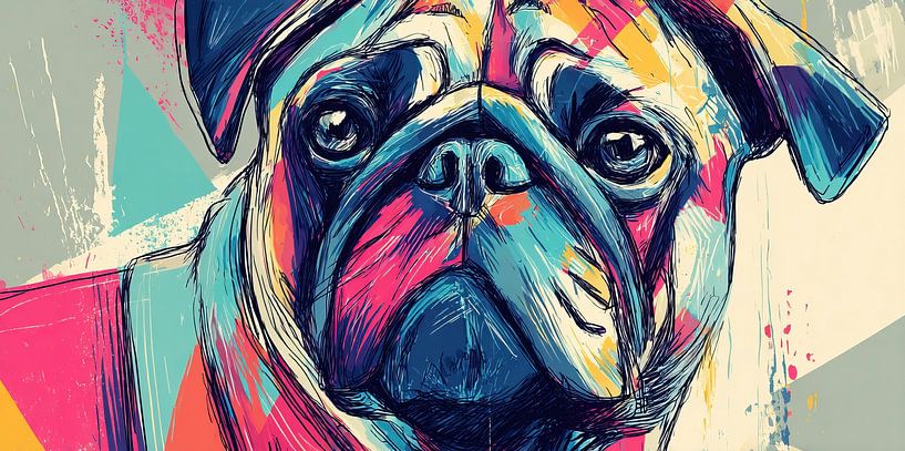 Chiot avec dessin coloré par Peinture Abstraite