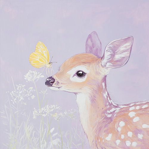 Deer and butterfly in the background