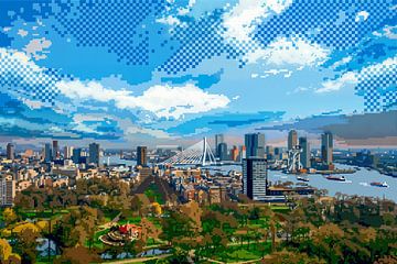 8 Bit Skyline van Rotterdam
