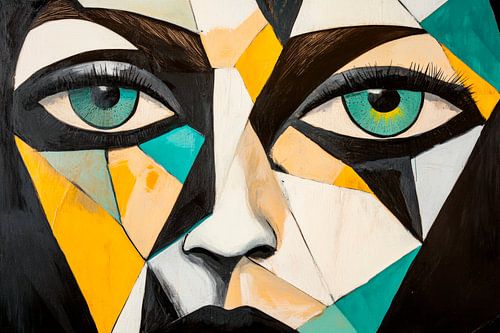 Des yeux géométriques aux couleurs vives