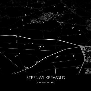 Schwarz-weiße Karte von Steenwijkerwold, Overijssel. von Rezona