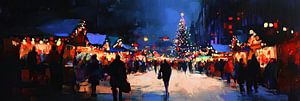 Weihnachtsbeleuchtung | Winterabend mit Weihnachtsbaum