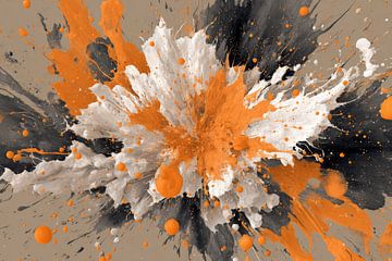 Farbexplosion in Orange Dynamik von Fleck und Flug von Eva Lee