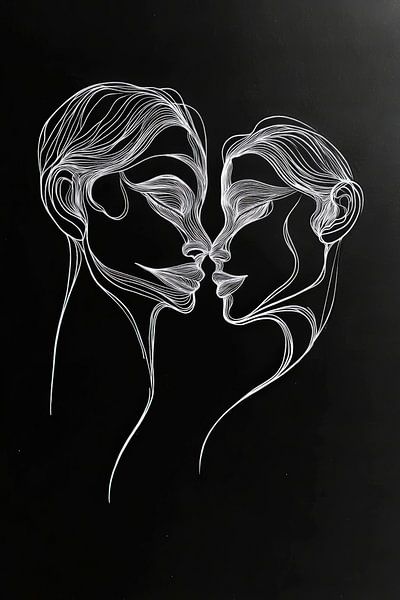 Liefdevolle gezichten in een minimalistische lijn van Poster Art Shop