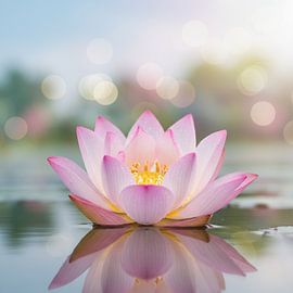 Etherische lotusbloesem: serene botanische weerspiegeling van Artistic