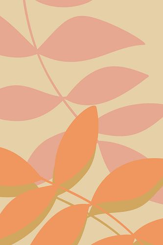 Moderne Botanische Kunst. Abstracte bladeren in warme pastels nr.8