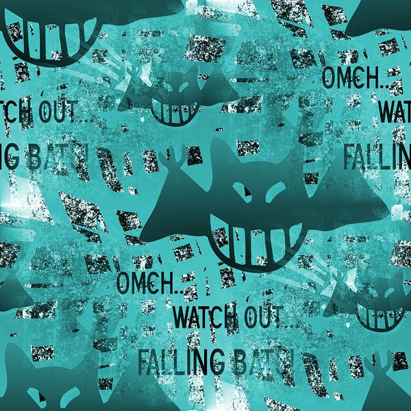 Falling Bats Grunge Aqua von Nicky`s Prints