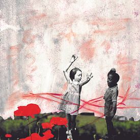 Impression Enfants dans un champ de coquelicots sur Nora Bland