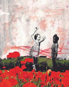 Impression Enfants dans un champ de coquelicots sur Nora Bland