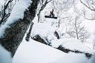 Spectaculaire actie foto van snowboarder hoog in de lucht van Hidde Hageman thumbnail