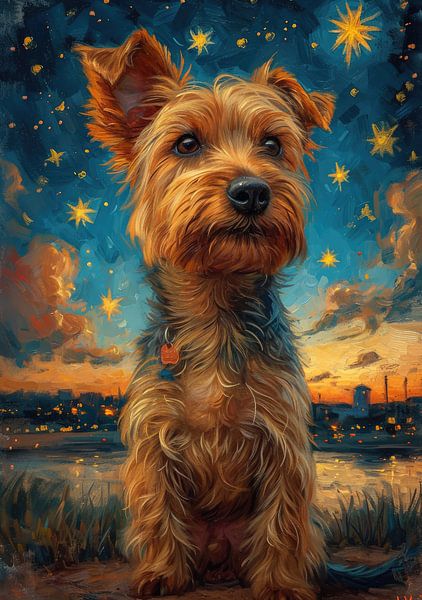 Dog starry sky night, inspired by van Gogh by Niklas Maximilian