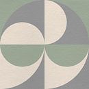 Op Bauhaus en retro 70s geïnspireerde geometrie in grijs, groen, wit van Dina Dankers thumbnail