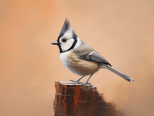 Crested tit in Minimalist