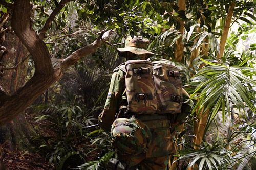 Militair in camouflage, Nationaal Militair Museum, Soest