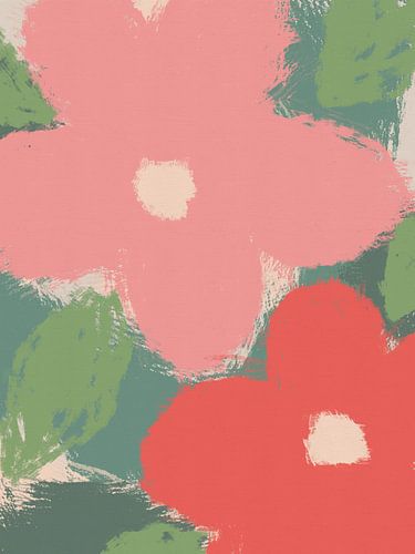 Pink Red Flowers – Pop Art Floral Abstract Flowers