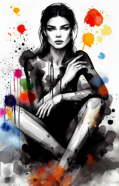 Abstraktes Aquarell einer Frau von Ans Bastiaanssen