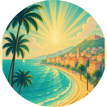 Côte d'Azur Art Deco Reisposter - Franse Rivièra Elegantie