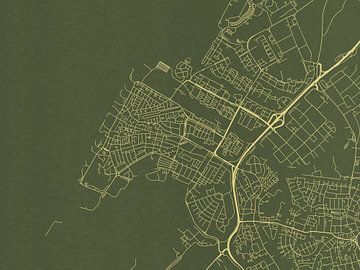 Kaart van Katwijk in Groen Goud van Map Art Studio