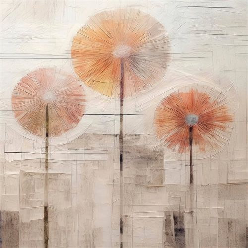 Wabi-Sabi. Rustig Abstract. Drie Paardenbloemen