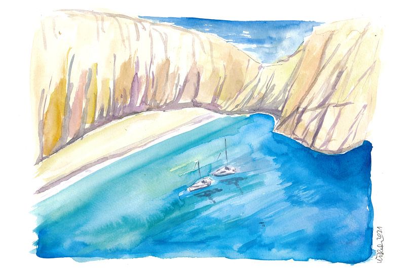 Griechische Insel Navagio Traumstrand mit türkisfarbenem Meer von Markus Bleichner