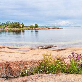Landschap aan de Oostzeekust met rotsen bij Oskarshamn in Zweden van Rico Ködder