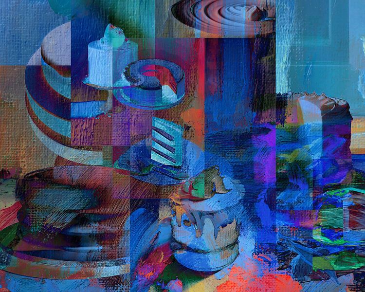 Composition in blue and red by Nop Briex