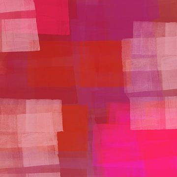 Paysage abstrait. Blocs de couleur en rose néon, terra, violet. sur Dina Dankers