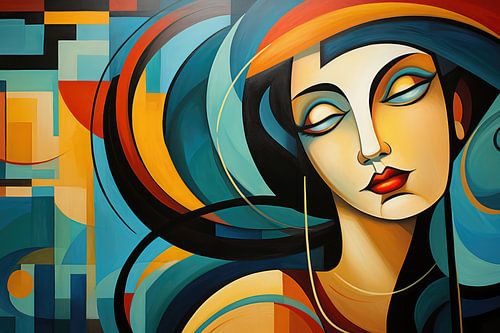 Abstract art deco style with a beautiful woman