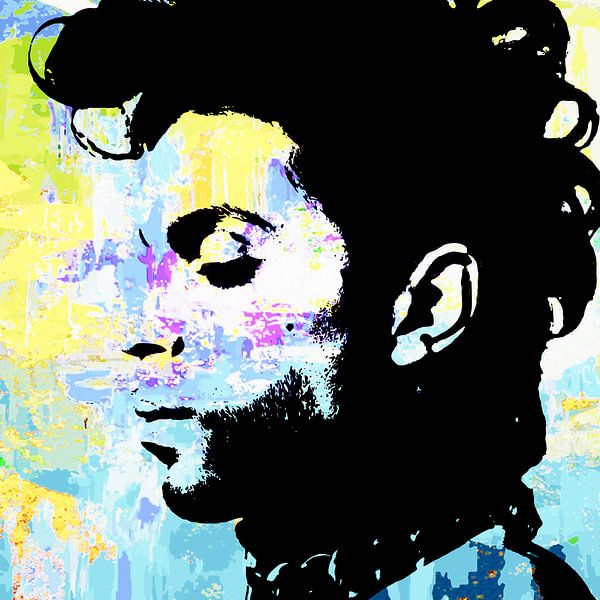 Portrait abstrait de Prince en différentes couleurs par Art By Dominic