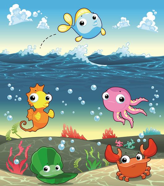 Süße Kreaturen in einer Unterwasserwelt von Atelier Liesjes