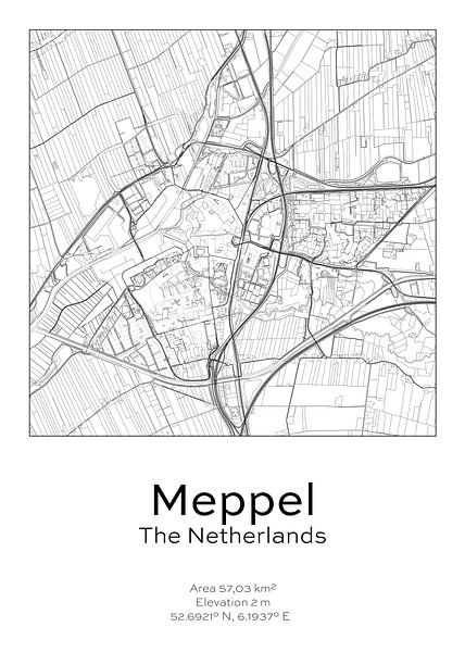 Stads kaart - Nederland - Meppel van Ramon van Bedaf