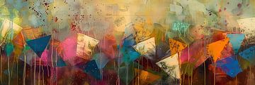 Abstract Schilderij | Echoes of Colorful Silence van Kunst Kriebels