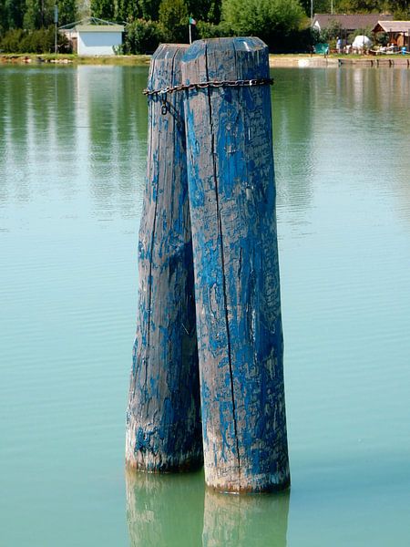 Blue Boat Piles Lago Trasimeno Umbria by Dorothy Berry-Lound