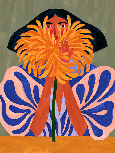 Flor Naranja – Moderne Frauenkunst mit Orangenblüte
