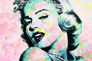 Marilyn Monroe Abstract Pop Art Pastel Kleuren van Art By Dominic