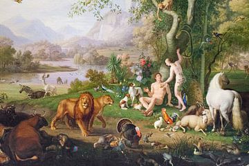 Adam en Eva in de Hof van Eden, Johann Wenzel Peter