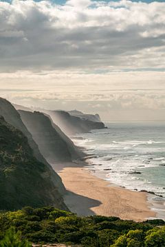 Portugal's Coastal Cliff with Sea Air at Praia do Magoito Beach by Leo Schindzielorz