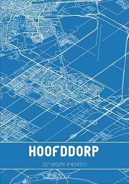 Blauwdruk | Landkaart | Hoofddorp (Noord-Holland) van Rezona