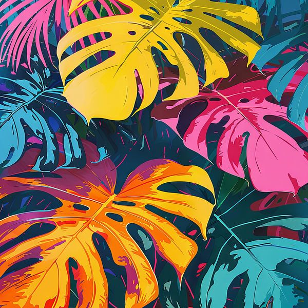 Abstract Monstera - Kleurrijke tropische kunst van Poster Art Shop