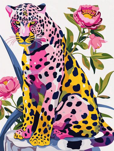 Illustration eines Leoparden, bunt und modern