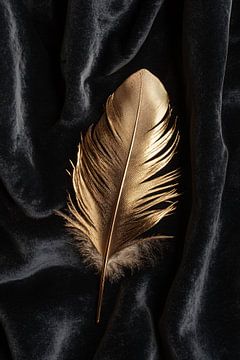 Gouden veer op donkere stof van Art & Soul Creations