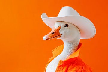 Funny goose in cowboy hat and jacket by Poster Art Shop