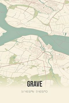 Vintage landkaart van Grave (Noord-Brabant) van MijnStadsPoster
