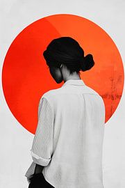 Silhouette vor rotem Sonnenkreis von Poster Art Shop