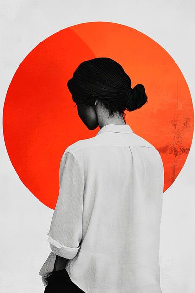 Silhouette in front of a red sun circle by Poster Art Shop